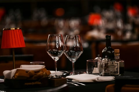 Luxury elegant table setting for dinner in a restaurant